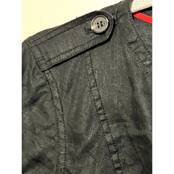 Two by Vince Camuto Black Linen 3/4 sleeve button down Jacket top size medium - Picture 6 of 7
